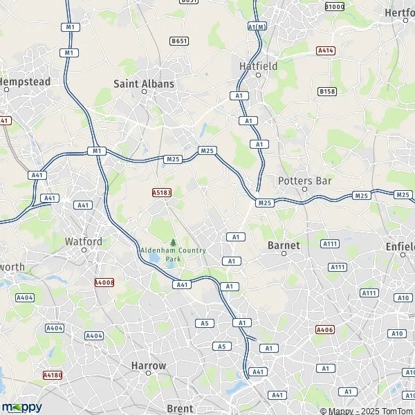 Map Shenley map of Shenley (WD7 9) and practical information